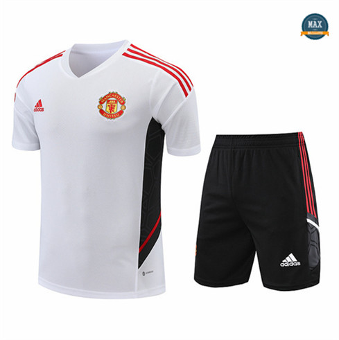 Max Maillot foot Manchester United + Short 2022 Training Blanc fiable max 485