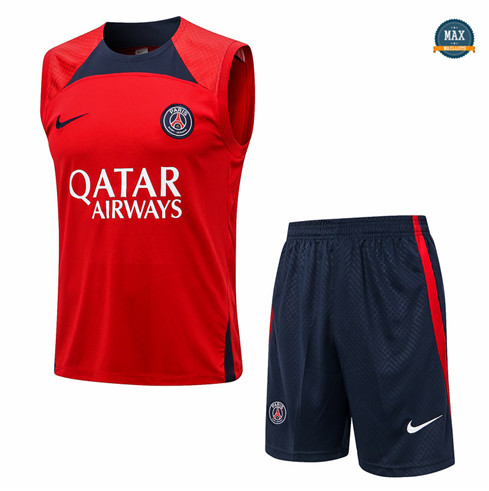 Max Maillot foot Paris PSG Debardeur + Short 2022 Training Rouge fiable max 454