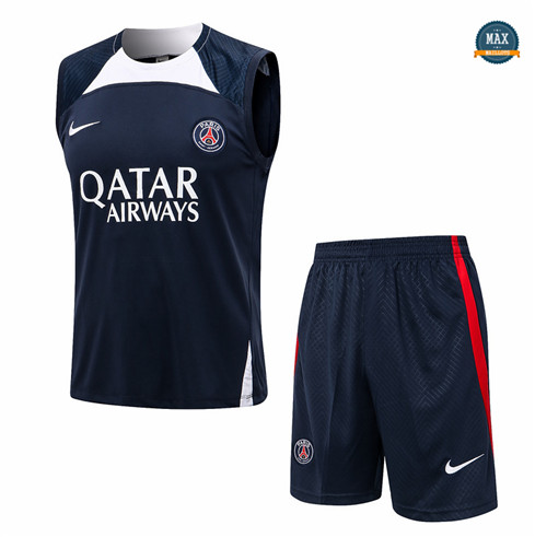 Max Maillot foot Paris PSG Debardeur + Short 2022 Training Bleu fiable max 455