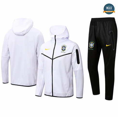 Max Maillot Veste Survetement à capuche Brésil 2022/23 Blanc