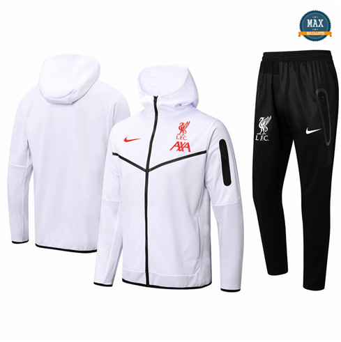 Max Maillot Veste Survetement à capuche Liverpool 2022/23 Blanc