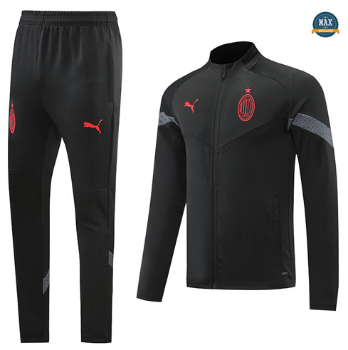 Max Maillots Veste Survetement foot AC Milan 2022/23 Noir M8262