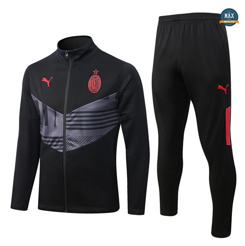 Max Maillots Veste Survetement foot AC Milan 2022/23 Noir/Gris M8263