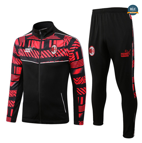 Max Maillots Veste Survetement foot AC Milan 2022/23 Noir/Rouge M8264