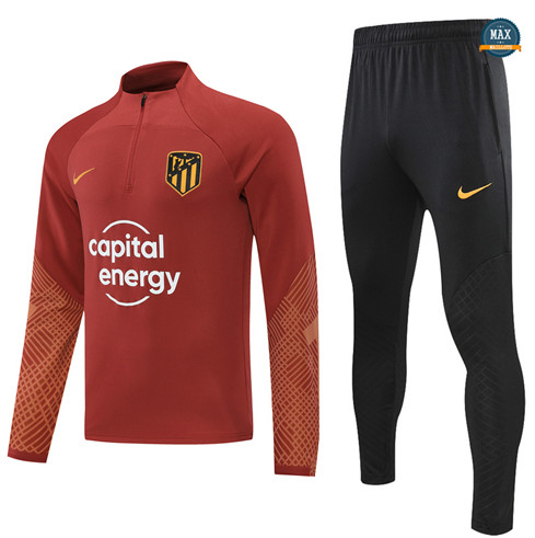 Max Maillots Survetement foot Atletico Madrid 2022/23 Rouge/Noir M8066