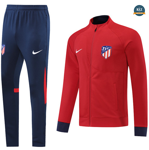 Max Maillots Veste Survetement foot Atletico Madrid 2022/23 Rouge/Bleu M8069