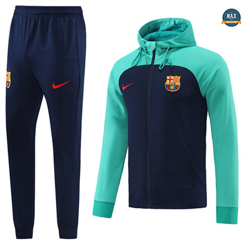 Max Maillots Veste Survetement foot à capuche Barcelone 2022/23 Bleu Marine/Bleu M8072