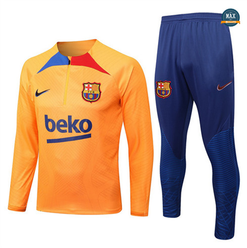 Max Maillots Survetement foot Barcelone 2022/23 Orange/Bleu M8078