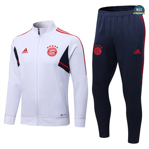 Max Maillots Veste Survetement foot Bayern Munich 2022/23 Blanc M8052