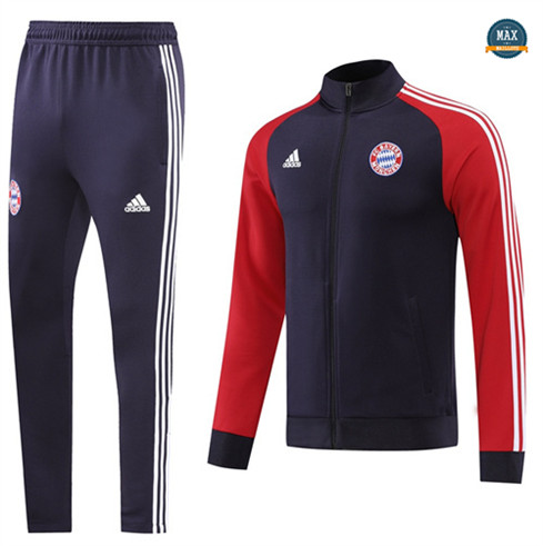 Max Maillots Veste Survetement foot Bayern Munich 2022/23 Bleu Marine/Rouge M8053