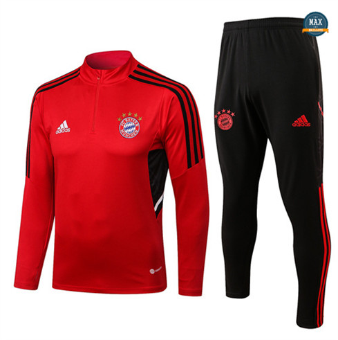 Max Maillots Survetement foot Bayern Munich 2022/23 Rouge/Noir M8057