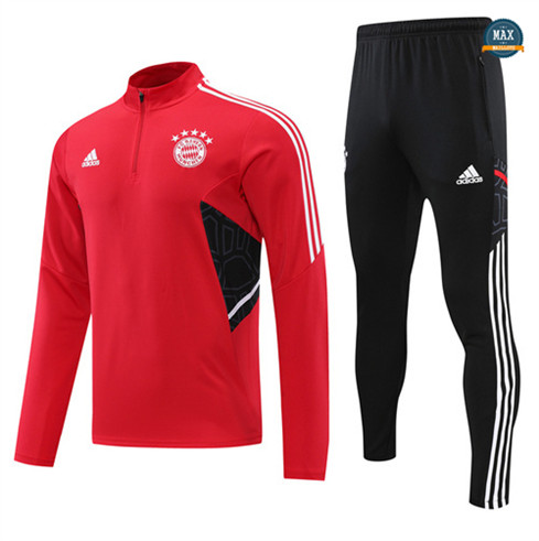 Max Maillots Survetement foot Bayern Munich 2022/23 Rouge/Noir M8059