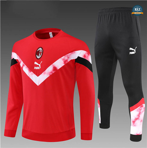 Max Maillots Survetement Enfant AC Milan 2022/23 Rouge/Noir M8358