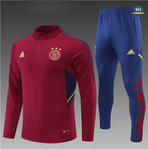 Max Maillots Survetement Enfant Ajax 2022/23 Rouge/Bleu M8291