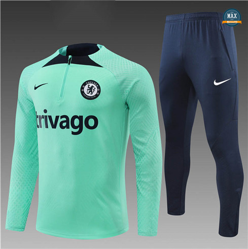 Max Maillots Survetement Enfant Player Chelsea 2022/23 Vert/Noir M8338