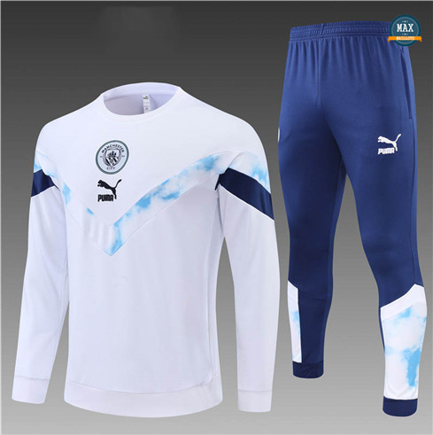 Max Maillots Survetement Enfant Manchester City 2022/23 Blanc/Bleu Marine M8348