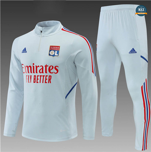 Max Maillots Survetement Enfant Lyon 2022/23 Gris/Blanc M8306
