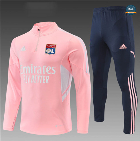 Max Maillots Survetement Enfant Lyon 2022/23 Rose/Noir M8308