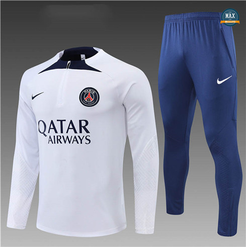 Max Maillots Survetement Enfant Paris PSG 2022/23 Blanc/Bleu M8318