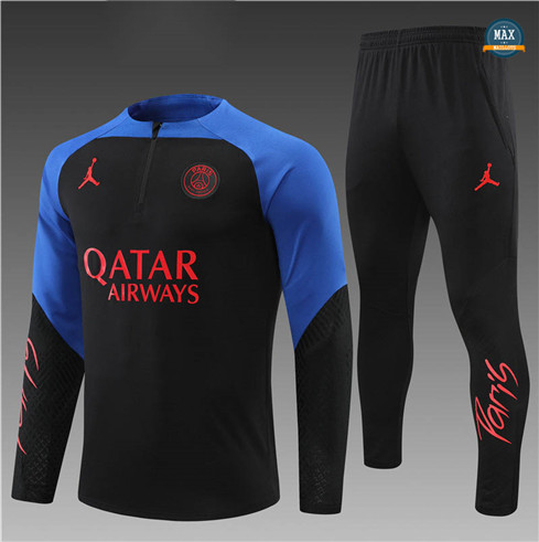 Max Maillots Survetement Enfant Paris PSG 2022/23 Noir/Bleu M8321