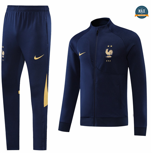 Max Maillots Veste Survetement foot France 2022/23 +pants Bleu Marine M8161