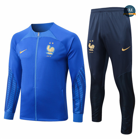 Max Maillots Veste Survetement foot France 2022/23 Bleu M8162