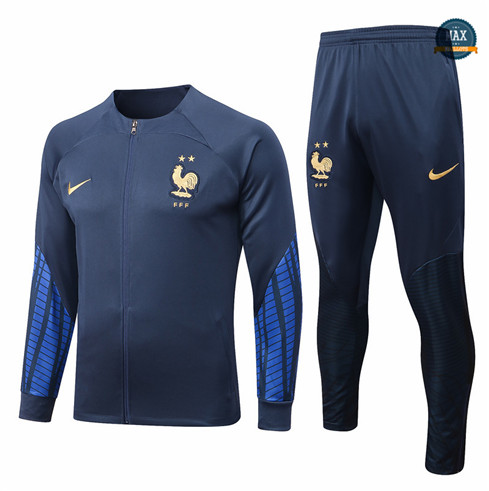 Max Maillots Veste Survetement foot France 2022/23 Bleu Marine M8163