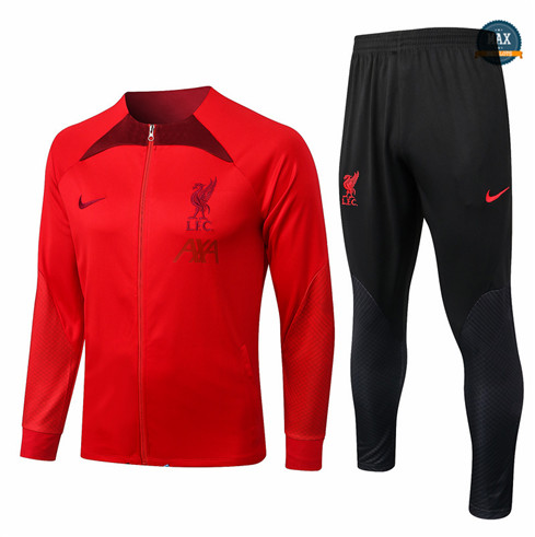 Max Maillots Veste Survetement foot Liverpool 2022/23 Rouge/Noir M8203