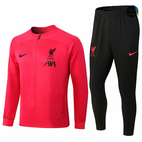 Max Maillots Veste Survetement foot Liverpool 2022/23 Rouge/Noir M8220