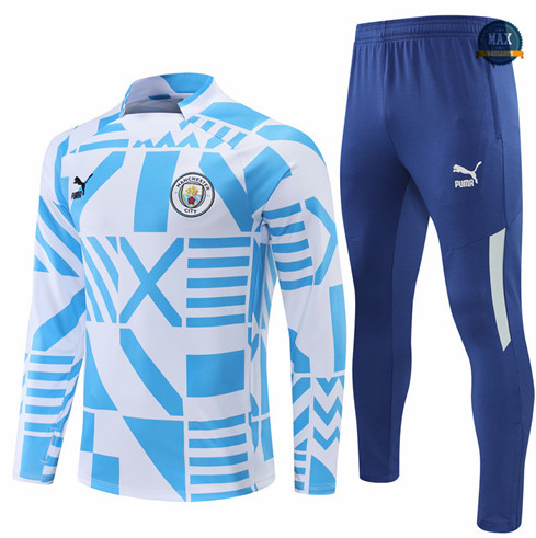 Max Maillots Survetement foot Manchester City 2022/23 Bleu/Blanc M8227