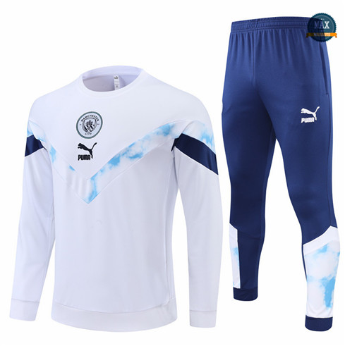 Max Maillots Survetement foot Manchester City 2022/23 Blanc/Bleu Marine M8228