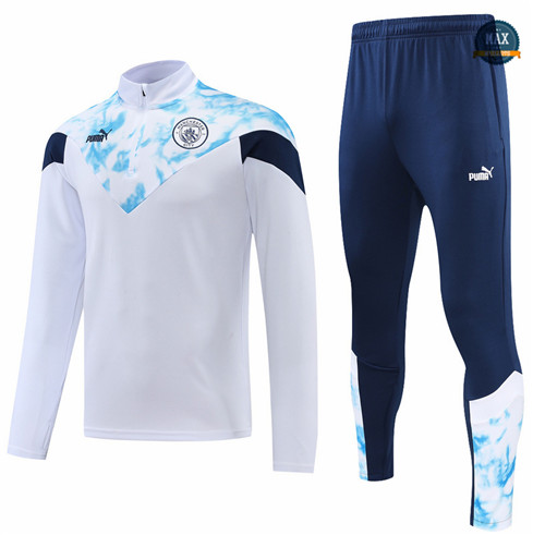 Max Maillots Survetement foot Manchester City 2022/23 Blanc/Bleu M8231