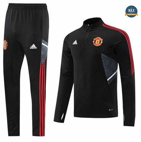 Max Maillots Survetement foot Manchester United 2022/23 Noir M8241