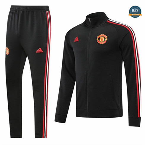 Max Maillots Veste Survetement foot Manchester United 2022/23 Noir M8246