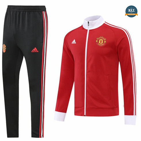 Max Maillots Veste Survetement foot Manchester United 2022/23 Rouge/Noir M8247