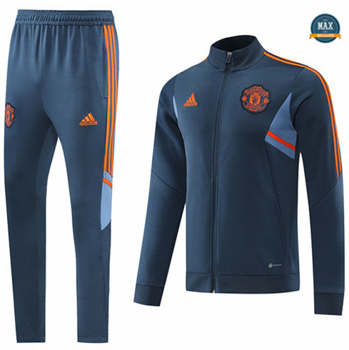 Max Maillots Veste Survetement foot Manchester United 2022/23 Bleu Marine M8248