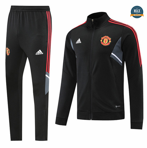 Max Maillots Veste Survetement foot Manchester United 2022/23 Noir M8249