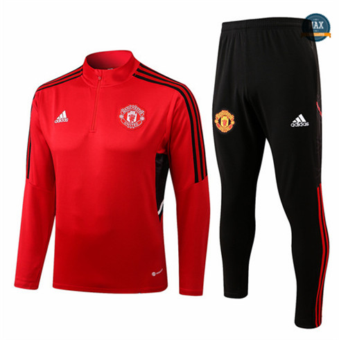 Max Maillots Survetement foot Manchester United 2022/23 Rouge/Noir M8252