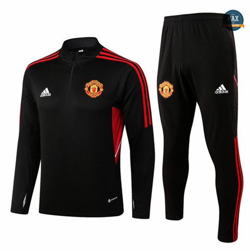 Max Maillots Survetement foot Manchester United 2022/23 Noir/Rouge M8253