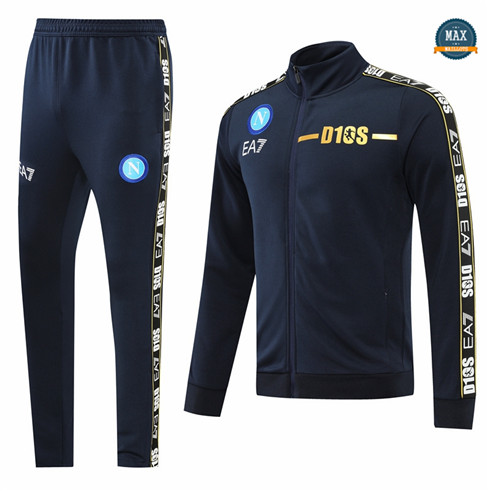 Max Maillots Veste Survetement foot Napoli 2022/23 Noir M8289