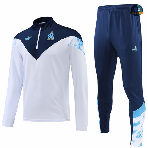 Max Maillots Survetement foot Marseille 2022/23 Blanc/Bleu Marine M8116