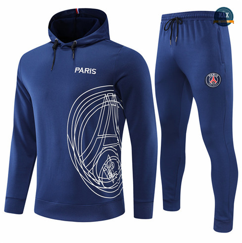 Max Maillots Veste Survetement foot à capuche Paris PSG 2022/23 Bleu Marine M8125