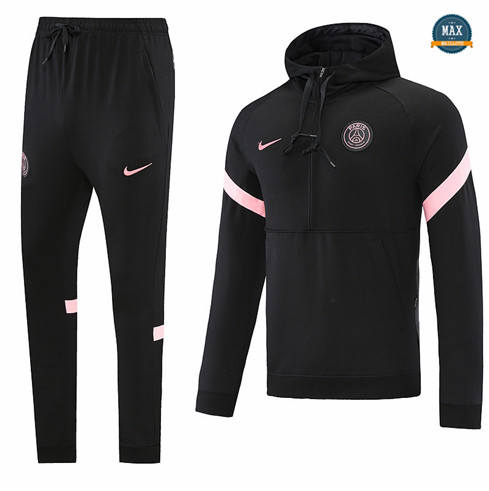 Max Maillots Veste Survetement foot à capuche Paris PSG 2022/23 Noir M8126