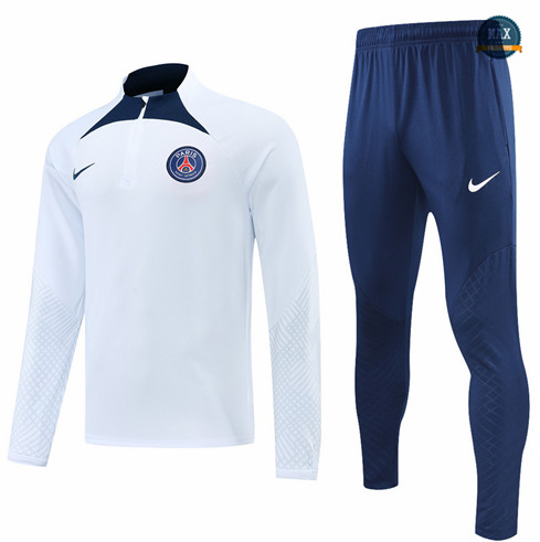 Max Maillots Survetement foot Paris PSG 2022/23 Blanc/Bleu M8136