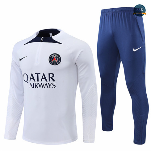 Max Maillots Survetement foot Paris PSG 2022/23 Blanc/Bleu M8137