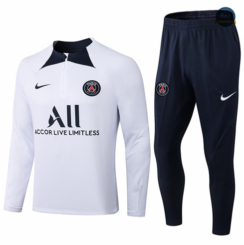 Max Maillots Survetement foot Paris PSG 2022/23 Blanc/Noir M8142