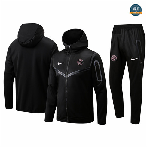 Max Maillots Veste Survetement foot à capuche Paris PSG 2022/23 Noir M8149