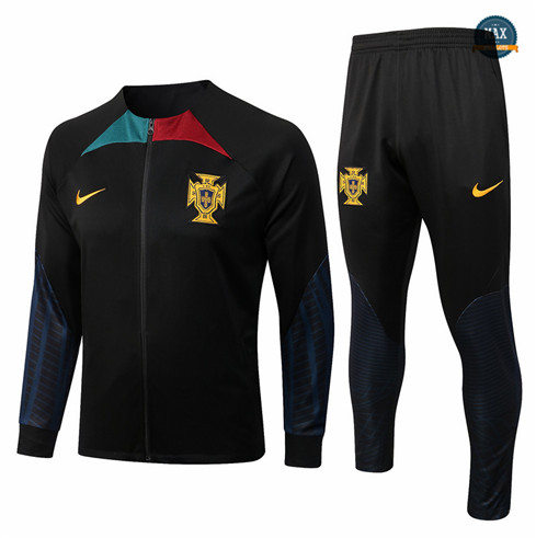 Max Maillots Veste Survetement foot Portugal 2022/23 Noir M8181