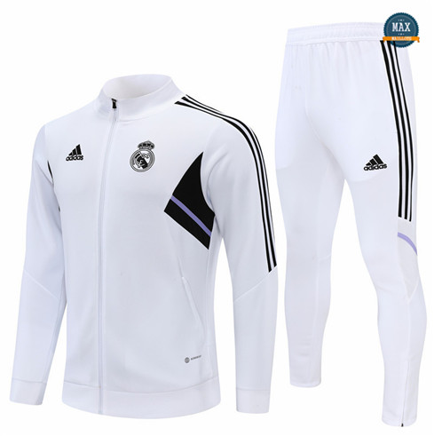 Max Maillots Veste Survetement foot Real Madrid 2022/23 Blanc M8093