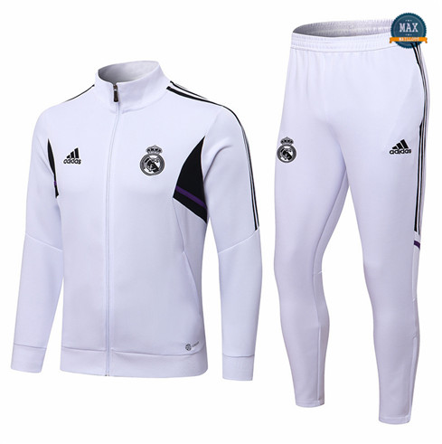 Max Maillots Veste Survetement foot Real Madrid 2022/23 Blanc M8095